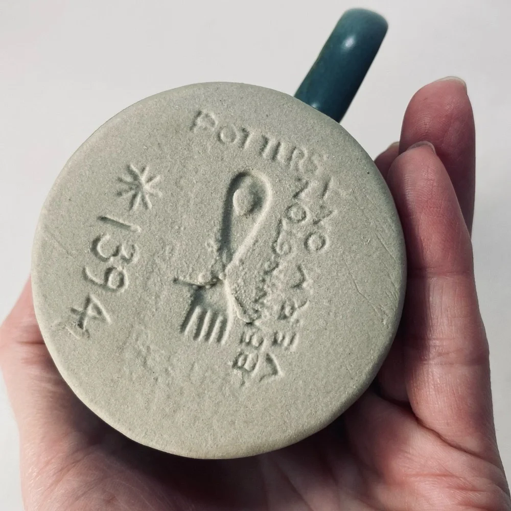 Bennington Potters Trigger Teal Creamer Double Handle Mid-Century Modern 1394 - Picture 11 of 13